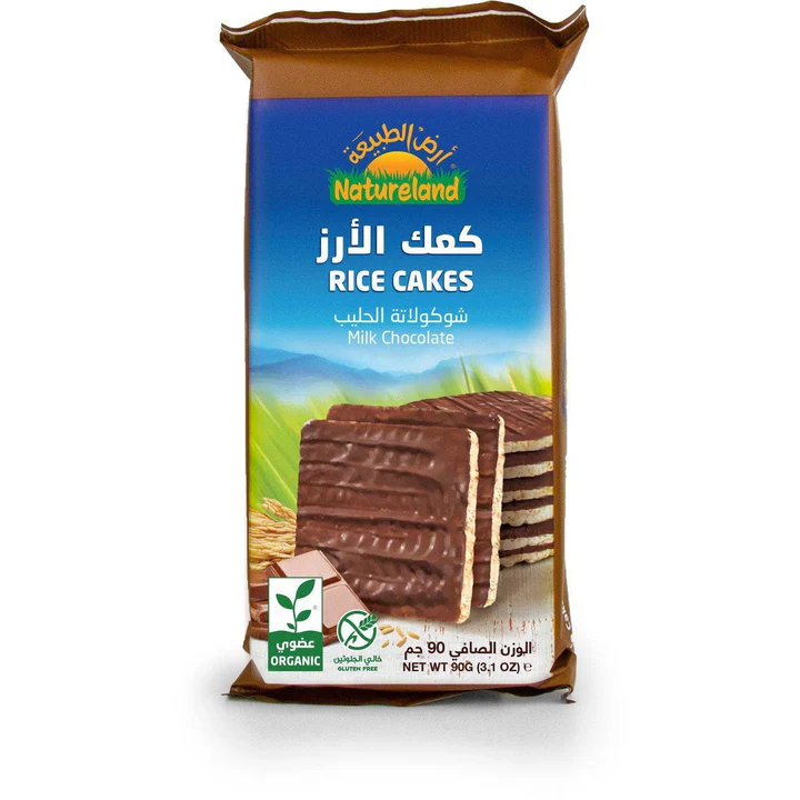 Natureland's organic milk chocolate rice cakes gluten free