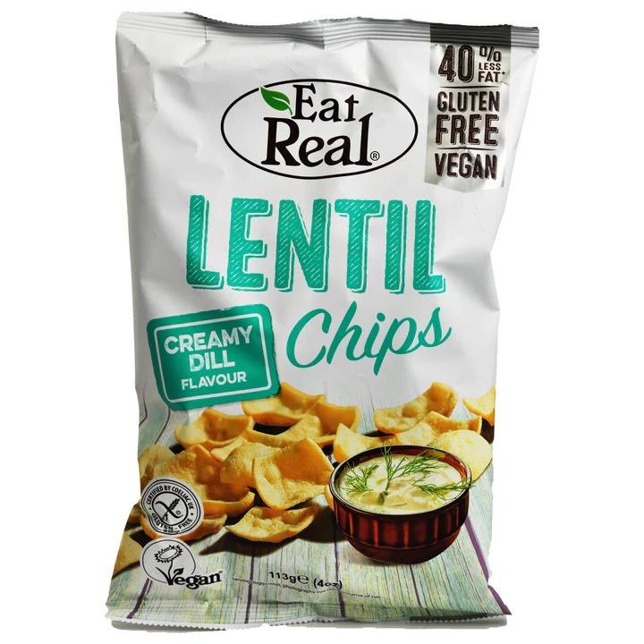 Lentil chips with dill flavor, gluten free