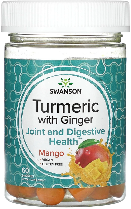 Turmeric & Ginger Chewable Tablets, Mango, 60 Chewable Tablets