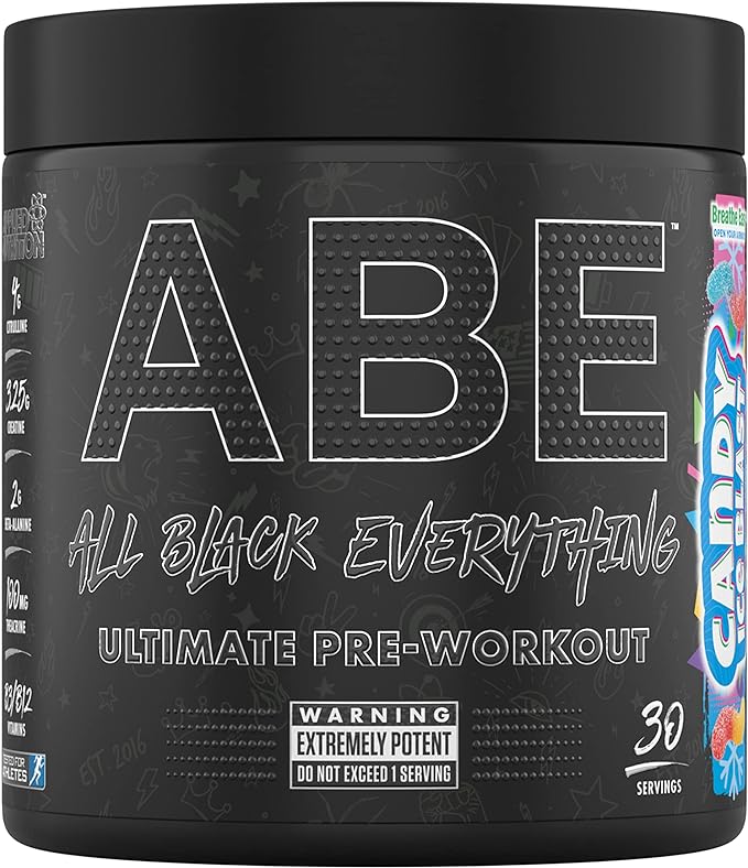 Applied Nutrition ABE Pre Workout - All Black Everything Pre Workout Powder, Energy & Physical Performance with Citrulline, Creatine, Beta Alanine (30 serv, Candy Ice Blast)