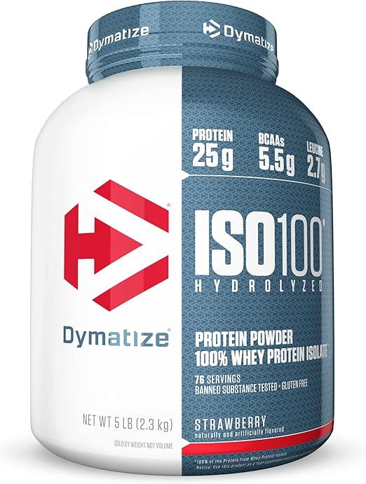 Dymatize -ISO100 Whey Protein Powder, Strawberry, 5 Pound