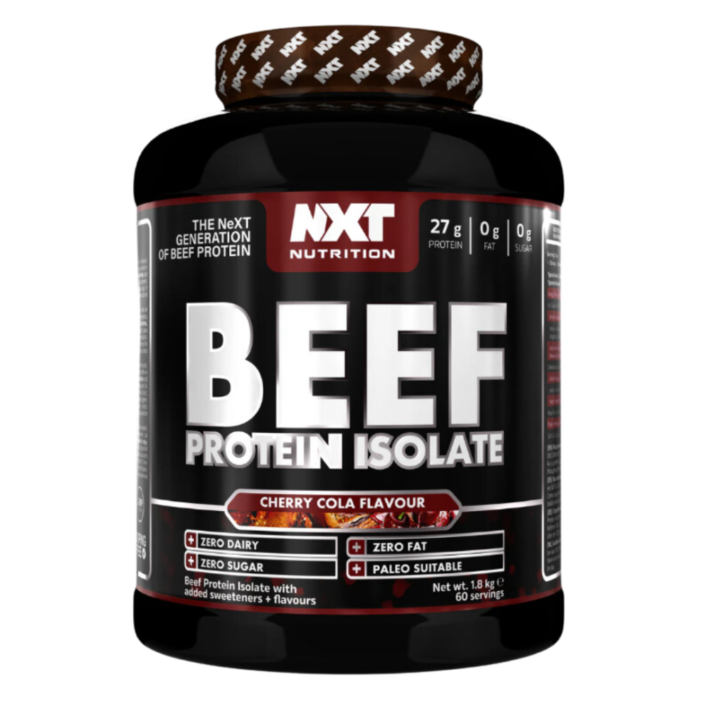 NXT Nutrition Beef Protein Isolate Powder, Halal. Lactose, Dairy, Gluten, and Soy Free - 1.8Kg CHERRY COLA Flavor