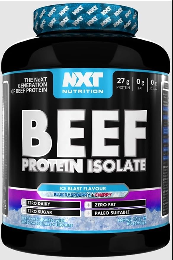 NXT Nutrition Beef Protein Isolate Powder, Halal. Lactose, Dairy, Gluten, and Soy Free - 1.8Kg ICE BLAST Flavor