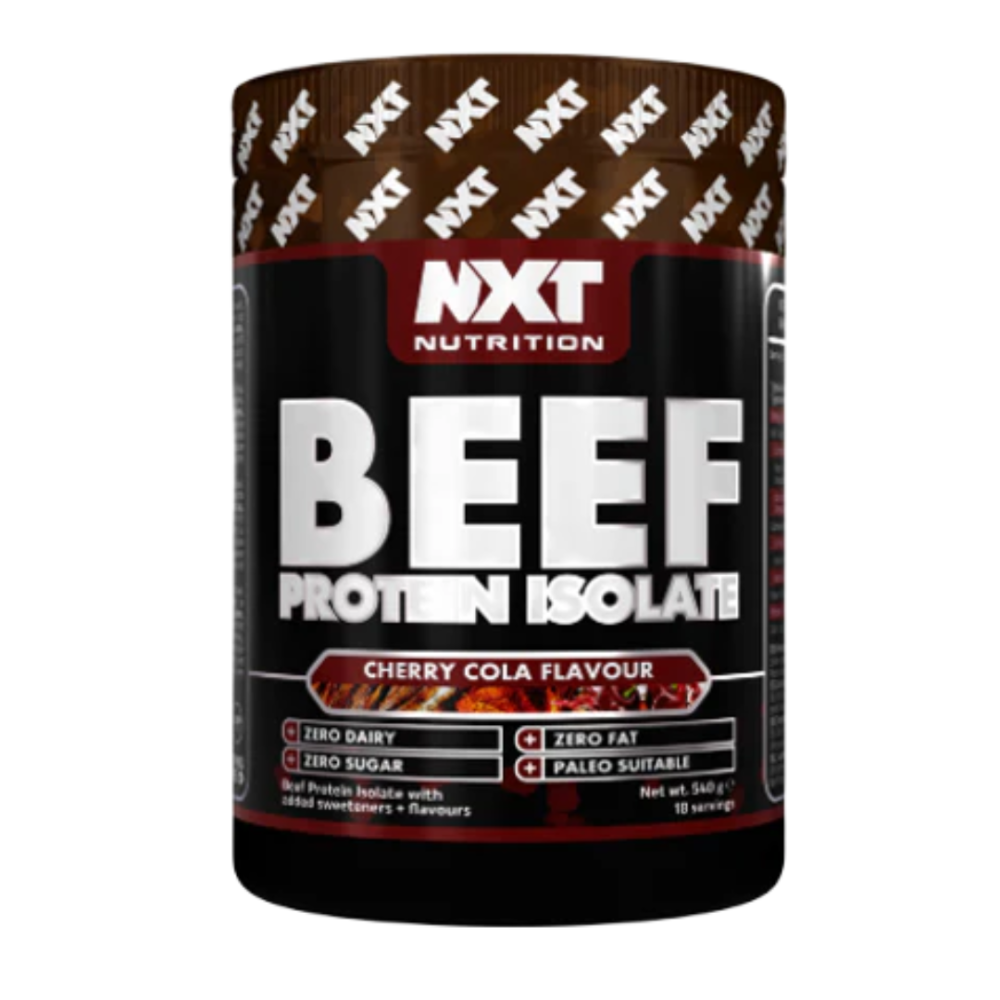 NXT Nutrition Beef Protein Isolate Powder, Halal. Lactose, Dairy, Gluten, and Soy Free - 540g CHERRY COLA Flavor