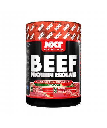 NXT Nutrition Beef Protein Isolate Powder, Halal. Lactose, Dairy, Gluten, and Soy Free - 540g WATERMELON & STRAWBERRY Flavor