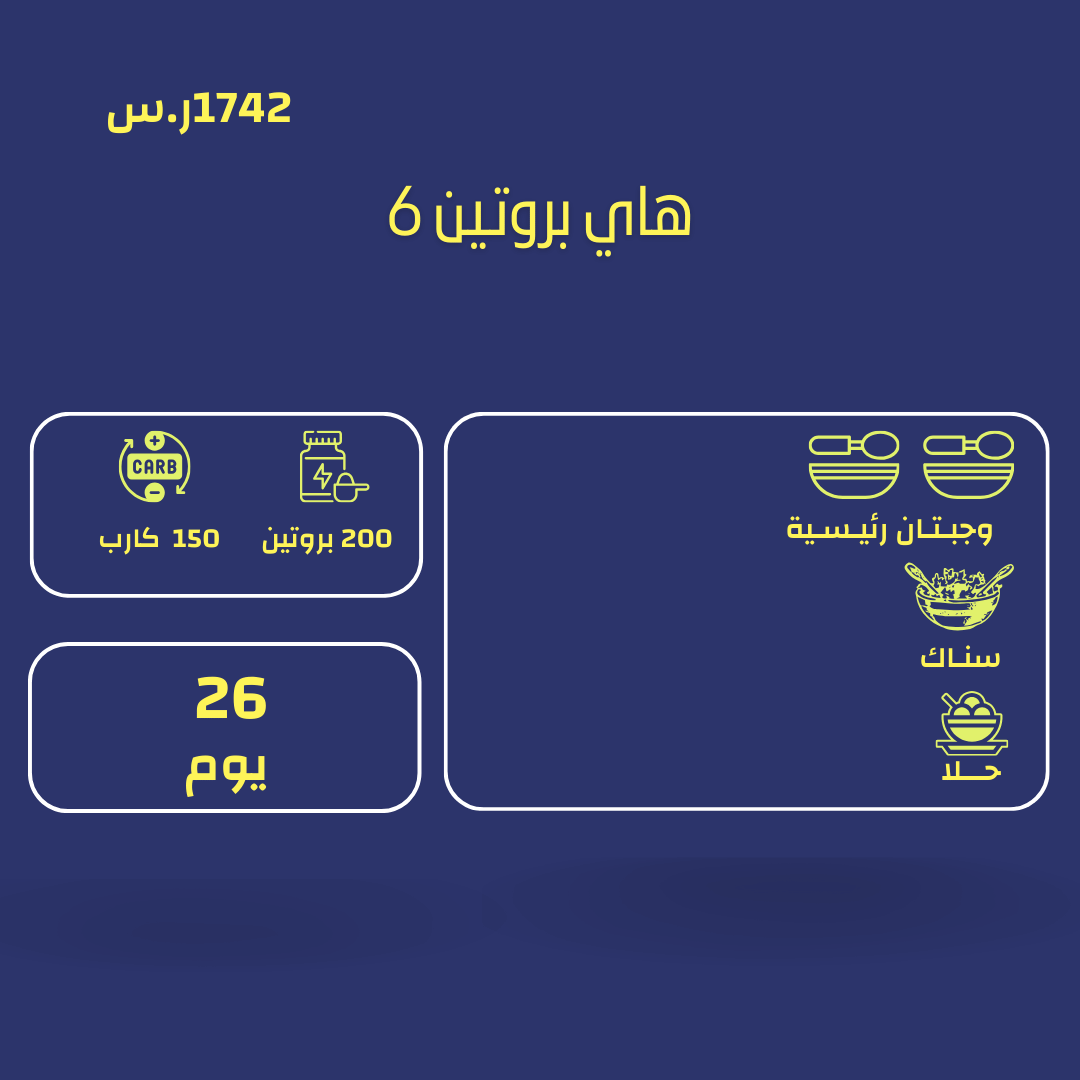 اشتراك نظام غذائي عالي البروتين  وجبتين رئيسيتن / 26 يوم