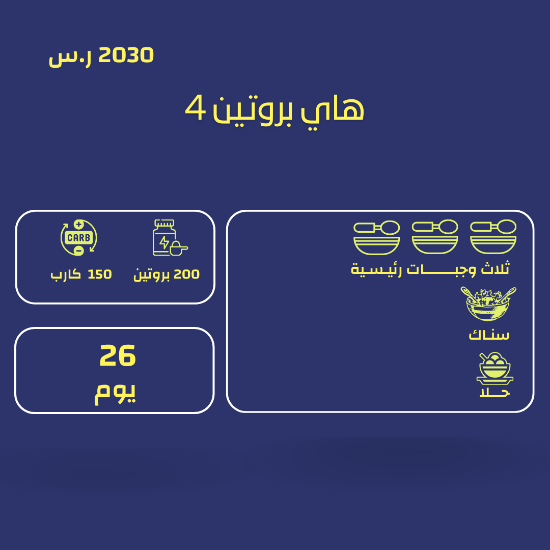 اشتراك دايت عالي البروتين ثلاث وجبات / 26 يوم