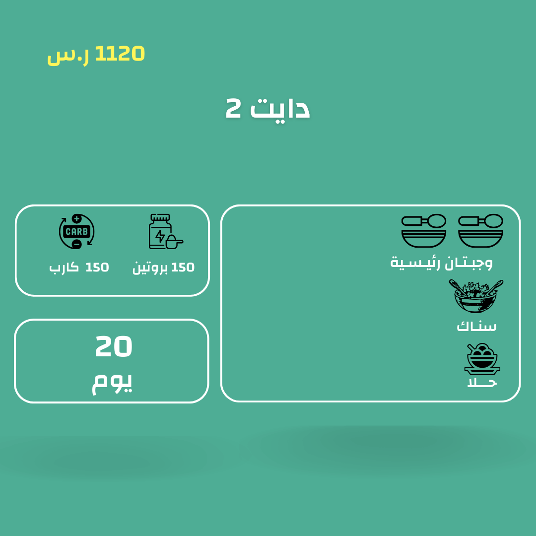 اشتراك دايت انزال الوزن وجبتين رئيسيتين لمدة 20 يوم