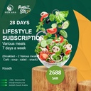 Lifestyle subscription for 28 days, 7 days a week, Various meals (breakfast +2 Various meals, 150g protein and 150g carbs + salad + soup + snack)