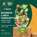 Business Lunch subscription for 7 days, 7 days a week, Various meals (1 meal, 150g protein and 150g carbs + salad + soup + snack)