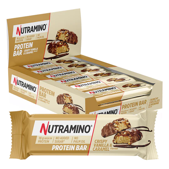 بروتين بار 12 قطعة Nutramino High Protein Bar CRUNCHY VANILLA & CARAMEL 