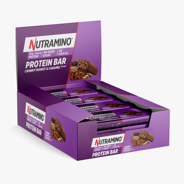 Protein Bar Chocolate 12 Pieces Nutramino High Protein Bar Crunchy peanut and caramel