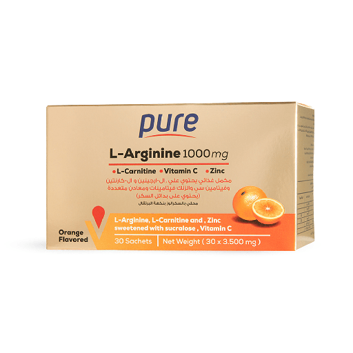 Pure L-Arginin 1000mg, L-Carnitine Powder Orange Flavour - 30 Sachets