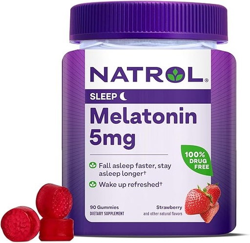 Natrol, Melatonin, Sleep, Strawberry, 5 mg, 90 Gummies