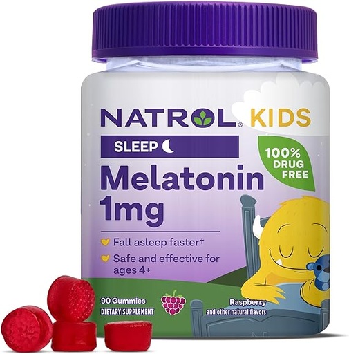 Natrol Kids Melatonin 1mg,90 Raspberry-Flavored Melatonin Gummies