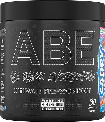 Applied Nutrition ABE Pre Workout - All Black Everything Pre Workout Powder, Energy & Physical Performance with Citrulline, Creatine, Beta Alanine (30 serv, Candy Ice Blast)