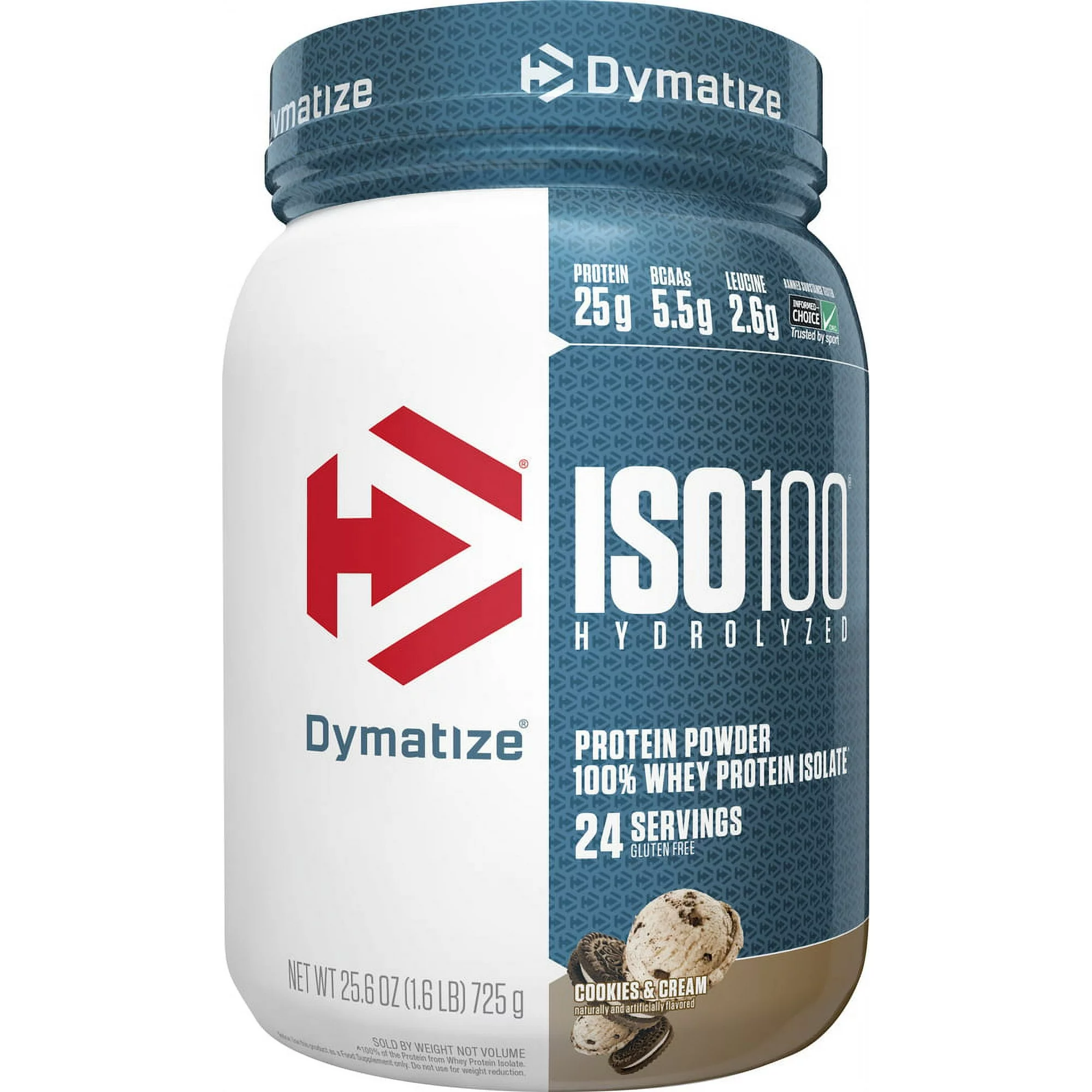 Dymatize -ISO100 Whey Protein Powder, Cookies & Cream, 1,6 Pound