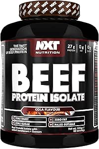 NXT Nutrition Beef Protein Isolate Powder, Halal. Lactose, Dairy, Gluten, and Soy Free - 1.8Kg Cola Flavor