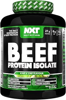 NXT Nutrition Beef Protein Isolate Powder, Halal. Lactose, Dairy, Gluten, and Soy Free - 1.8Kg KIWI LIME Flavor