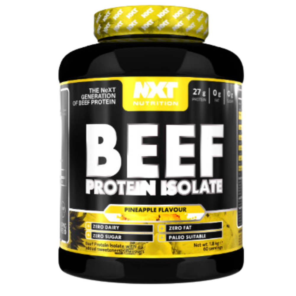 NXT Nutrition Beef Protein Isolate Powder, Halal. Lactose, Dairy, Gluten, and Soy Free - 1.8Kg PINEAPPLE Flavor