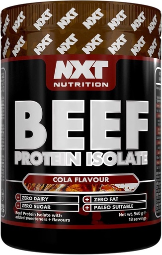 NXT Nutrition Beef Protein Isolate Powder, Halal. Lactose, Dairy, Gluten, and Soy Free - 540g Cola Flavor