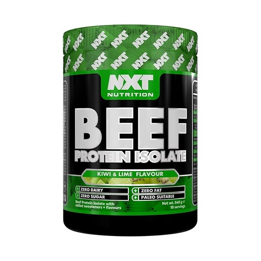 NXT Nutrition Beef Protein Isolate Powder, Halal. Lactose, Dairy, Gluten, and Soy Free - 540g KIWI LIME Flavor