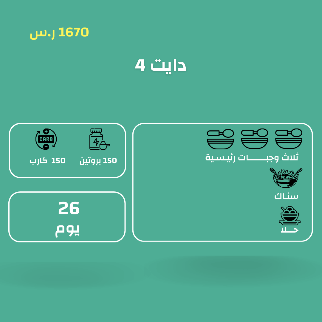 اشتراك دايت انزال الوزن ثلاث وجبات لمدة 26 يوم