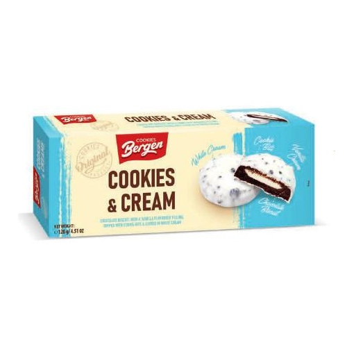 بسكويت بيرجن خالي من السكر Cookie and cream covered with chocolate